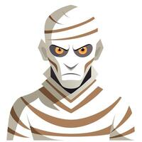 Studio shot portrait of scary mummy pose. halloween cosplay like a clamber acting. Isolated on Transparent background. vector