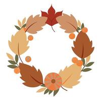 A wreath with leaves and berries on it vector