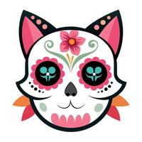 Sugar Skull Cat Clip Art Digital Paper Sublimation Background vector