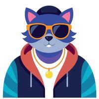 A cartoon cat wearing sunglasses and a jacket vector