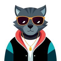 A cartoon cat wearing sunglasses and a jacket vector