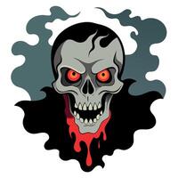 A halloween skull with blood and red eyes vector