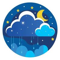 Night sky with clouds and moon illustration vector