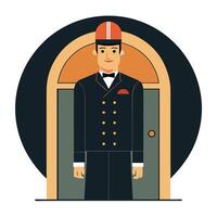 A man in a suit standing in front of a door vector