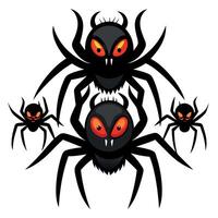 Spiders with red eyes and black eyes vector