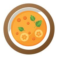 Top view of pumpkin and carrot cream soupon white background. . vector
