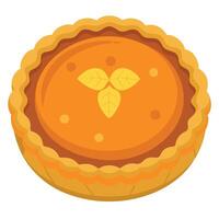 Top view of tasty thanksgiving pumpkin pie isolated on white background vector