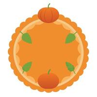 Top view of traditional pumpkin pie with puumpkins and copy space vector