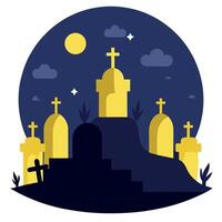 Tradition in Eastern Europe Zaduszki Shining yellow candles illuminate graveyard on All Souls Day a Catholic Halloween event in Poland With copyspace for text vector