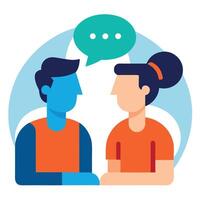 Two people talking with speech bubbles over their heads vector