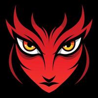 The red devil face with yellow eyes vector