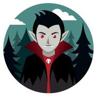 A vampire in a forest with trees and trees vector