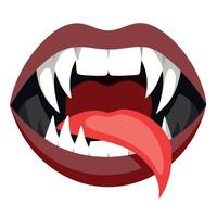 A cartoon vampire's mouth with fangs and red tongue vector