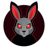 View of a terror up close red eyed bunny from Halloween On an objectively neutral dark background. just the head is discernible. vector