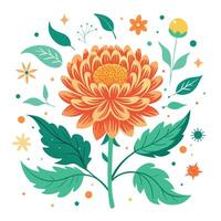 An orange flower with leaves and flowers vector