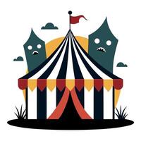 Vintage abandoned carnival with ghostly presence. Halloween concept for creepy carnival event organizer. dark photography studio. circus-themed party. vector