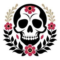 Vintage victorian skull with flowers as background wallpaper vector
