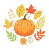 Pumpkin and leaves illustration vector
