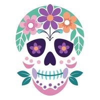 Watercolor Floral skull for Halloween and day of the dead design vector