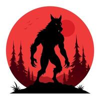 Werewolf silhouette illustration vector