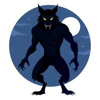 A werewolf standing in front of a full moon vector