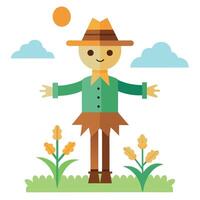 Scarecrow in the field vector