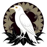 A white bird with black eyes and a black and white design vector