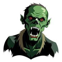 A cartoon zombie with red eyes and a green face vector