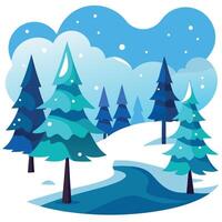 Winter landscape with snow covered trees vector