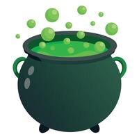 Witch cauldron full of green bubble isolated on transparent background vector