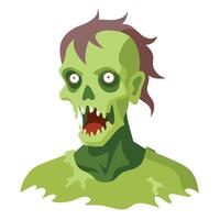 Zombie head with open mouth and eyes on white background vector