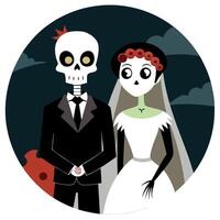 Zombie Skeleton Wedding. Halloween concept. Background with selective focus and copy space vector