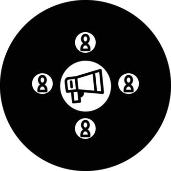 A circle with a megaphone and people in it vector