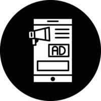 A black and white icon of a phone with a megaphone vector