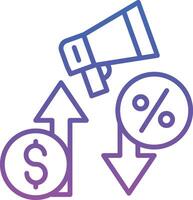 A dollar sign and a megaphone with arrows pointing up vector
