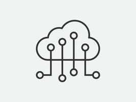 Technology icon cloud computing connection. Big data global server. Line design symbol. vector
