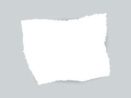 Torn edge paper illustration. Piece ripped blank with shadow. Rip white note vector