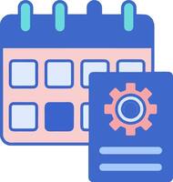 A calendar and a gearwheel are next to each other vector