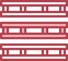 A red and white striped line with four different shapes vector