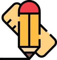 A pencil and ruler icon with a red tip vector