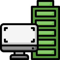 A computer and a green battery icon vector