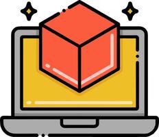 A laptop with a cube on it vector