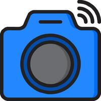 A blue camera with a wifi symbol on it vector