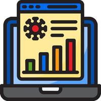 A laptop with a chart on it and a bar graph vector