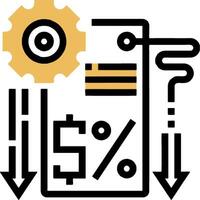 A graphic of a calculator with a dollar sign and a gear vector