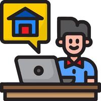 A man is working on his laptop and has a speech bubble above him vector