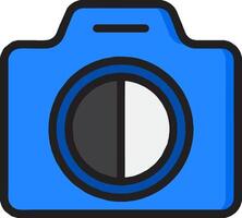 A blue camera with a black and white background vector