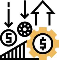 A money symbol with a gear and arrows vector