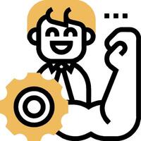 A man with a fist and a gear on his arm vector