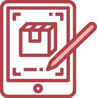 A tablet with a pen and a box on it vector